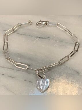 Paperclip Link Chain Bracelet with “FO” Charm